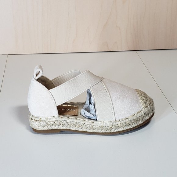 Mini Moda Toddler Lightweight Round Toe Slip on Suede Espadrille Shoes - Beige - - Picture 2 of 6